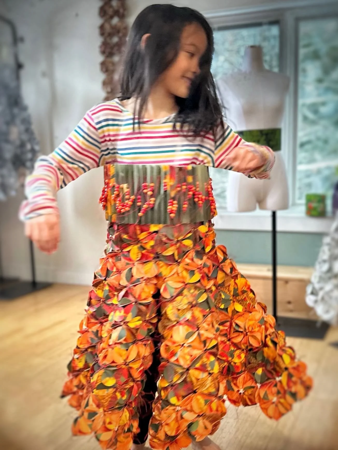 &lsquo;Nana&rsquo; - she asked - &lsquo;can I try these on?&rsquo;
What else could I say to my 6-year old granddaughter.
&lsquo;Yes&hellip;which one?
She loved the beads and the color orange. I explained that these are daylilies. They bloom  anew eac