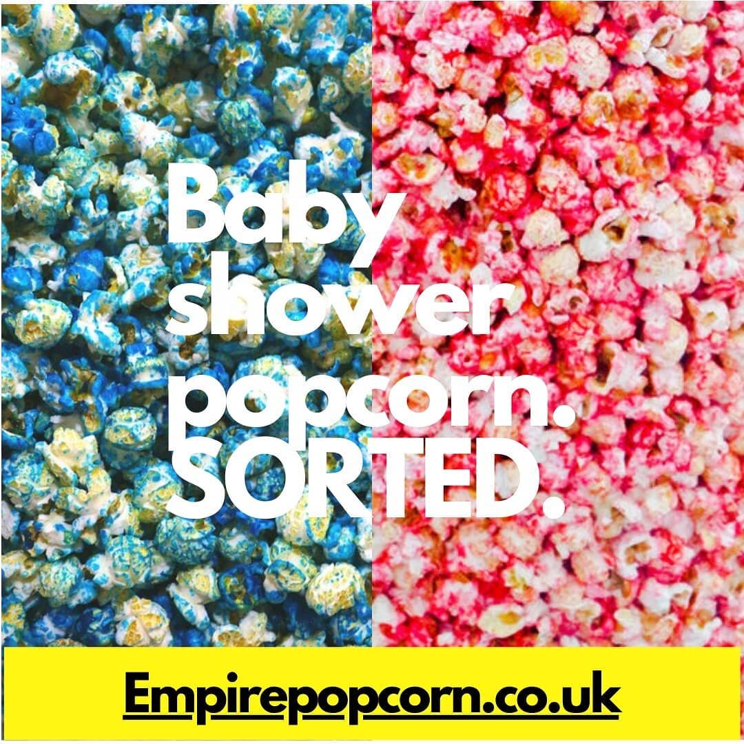 Boy or girl? Either way we have baby shower pink or blue popcorn at the ready. Come see us at empirepopcorn.co.uk #newborn #popcorn #babyshower #baby #lovepopcorn