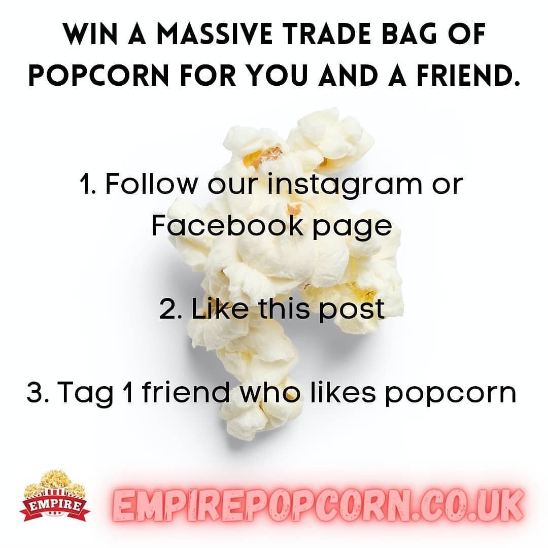 These bags of popcorn are seriously big!!! Normally supplied to UK cinemas.

You can win one for you plus one for a friend you tag in a comment. 

To enter you must:

1. Like the post.
2. Follow our instagram account
3. Tag a friend in a comment who 