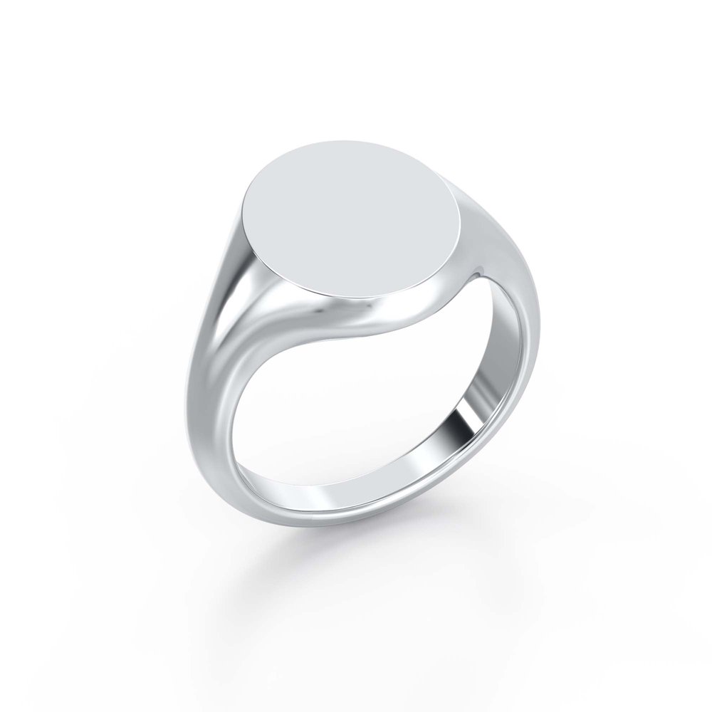 Sterling Silver 14x12mm Oval Signet Ring