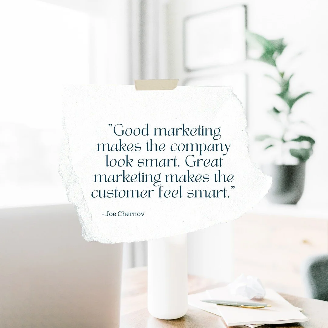 ✨ Quote of the Day ✨

&quot;Good marketing makes the company look smart. Great marketing makes the customer feel smart.&quot; 
- Joe Chernov 

A marketer's job is not to sell their products, but to create experiences. Customers should want to talk an