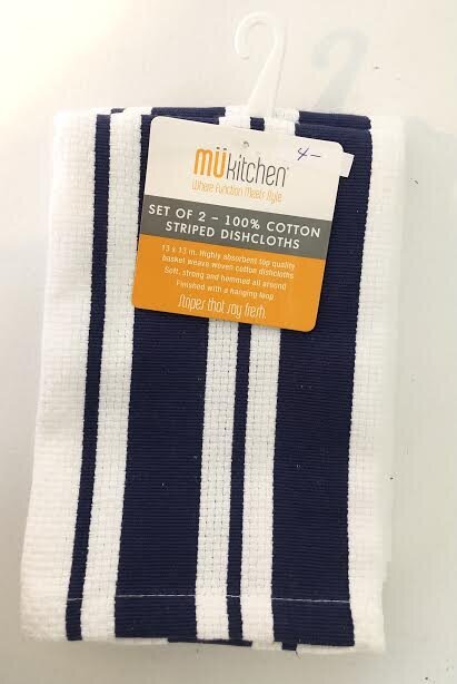 Mu Kitchen- Set of 2 Striped Dishcloths- Blue