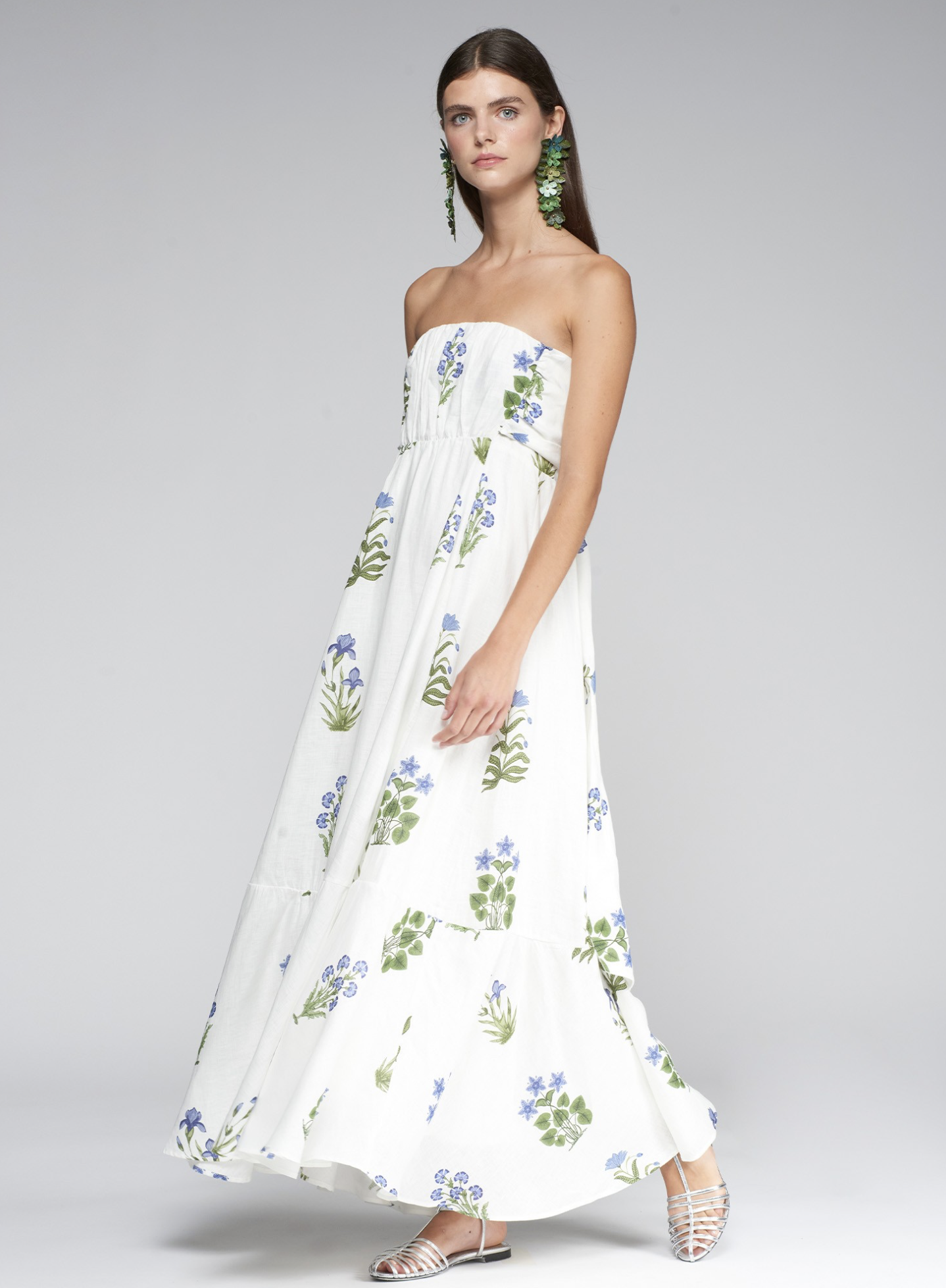 Vilagallo Dress Susan Flor Azul Lino