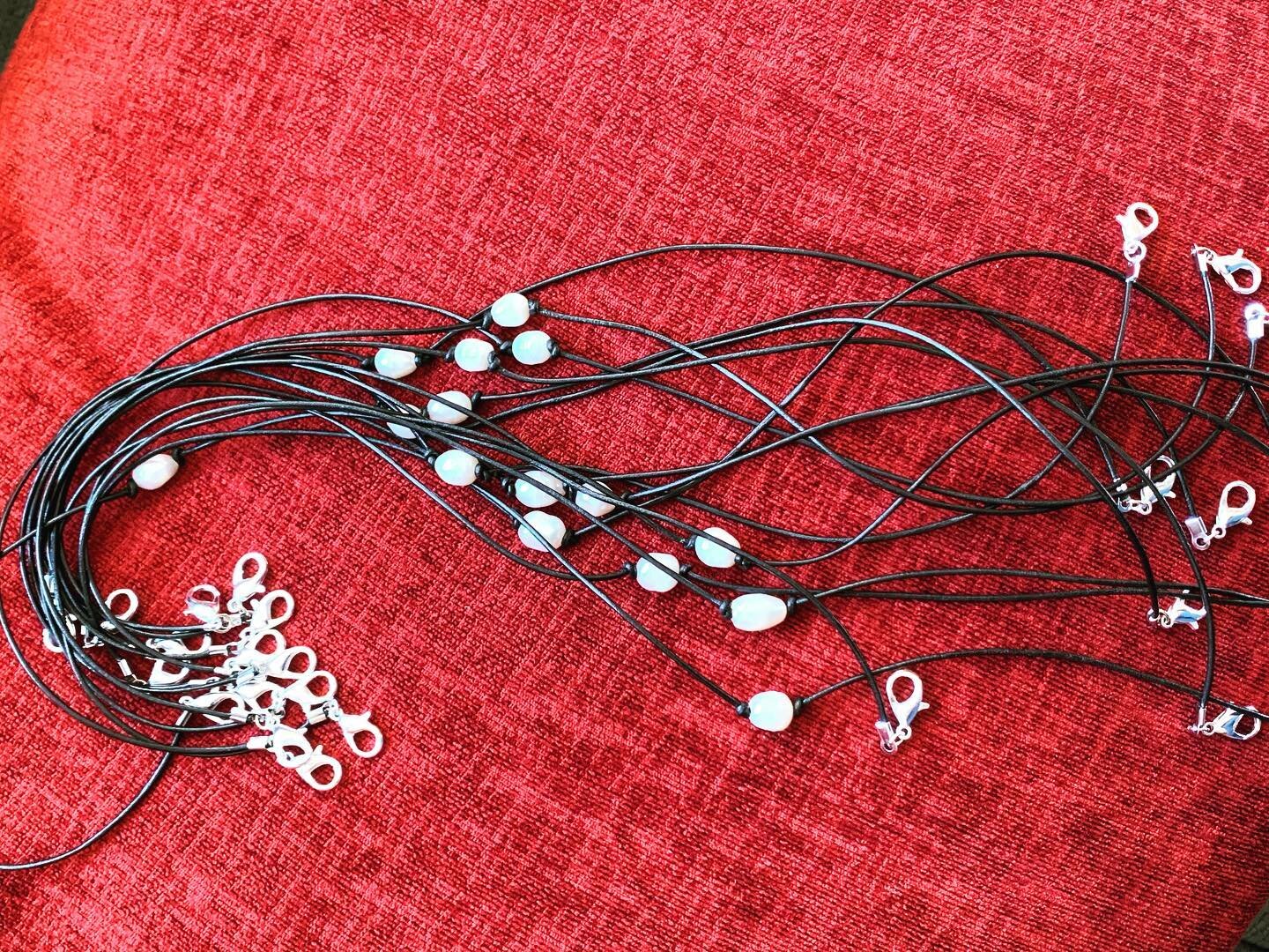Back in stock! These Fresh Water Pearl and Black leather mask croakies are a perfect stocking stuffer. They have a nice big beefy lobster clasp on each side to easily attach to your fav masks. They&rsquo;re about 18 &ldquo; so also can be worn as a s