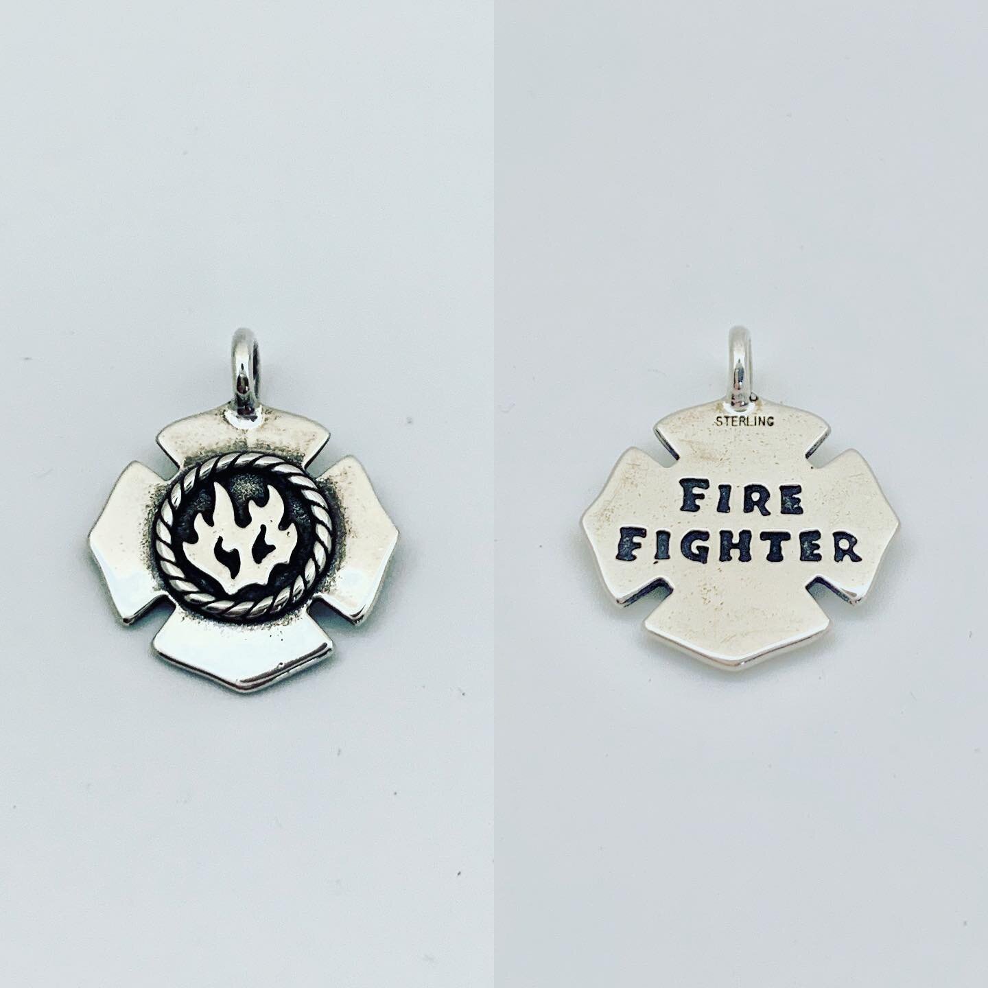 Since my daughter has recently returned from fighting fires in CA I thought it appropriate to feature this sterling pendant made by John Caccia. Similar to the Maltese Cross, the Florian Cross and it&rsquo;s 8 points represent Gallantry, Sympathy, Ta