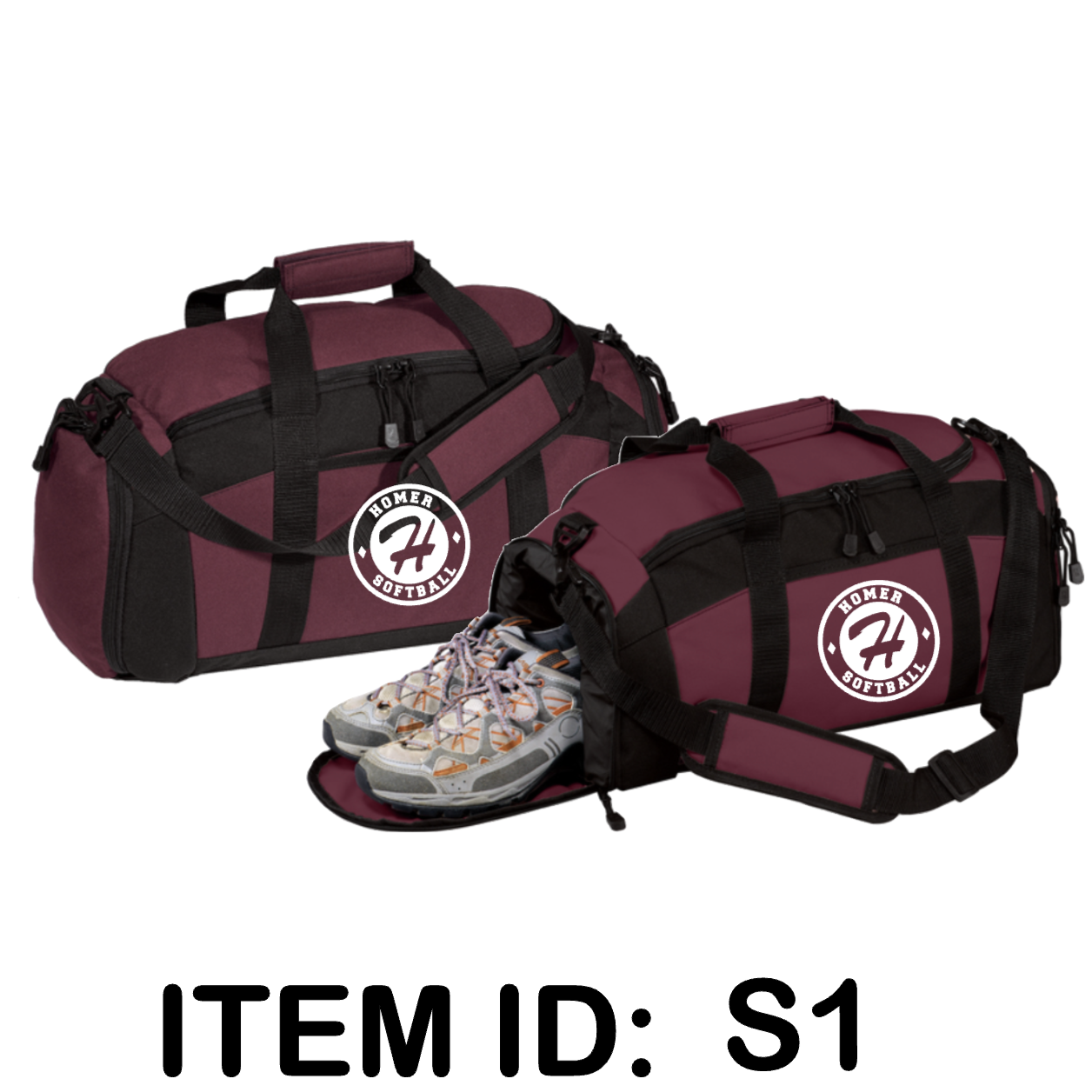 $45 Port Authority - Gym Duffle Bag - BG970 Color Shown:  Maroon 
  Spec Sheet  📏