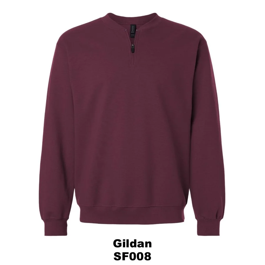 $40 Gildan Unisex Softstyle® Midweight 1/4 Zip Sweatshirt Color Shown: Maroon 
  Spec Sheet  📏