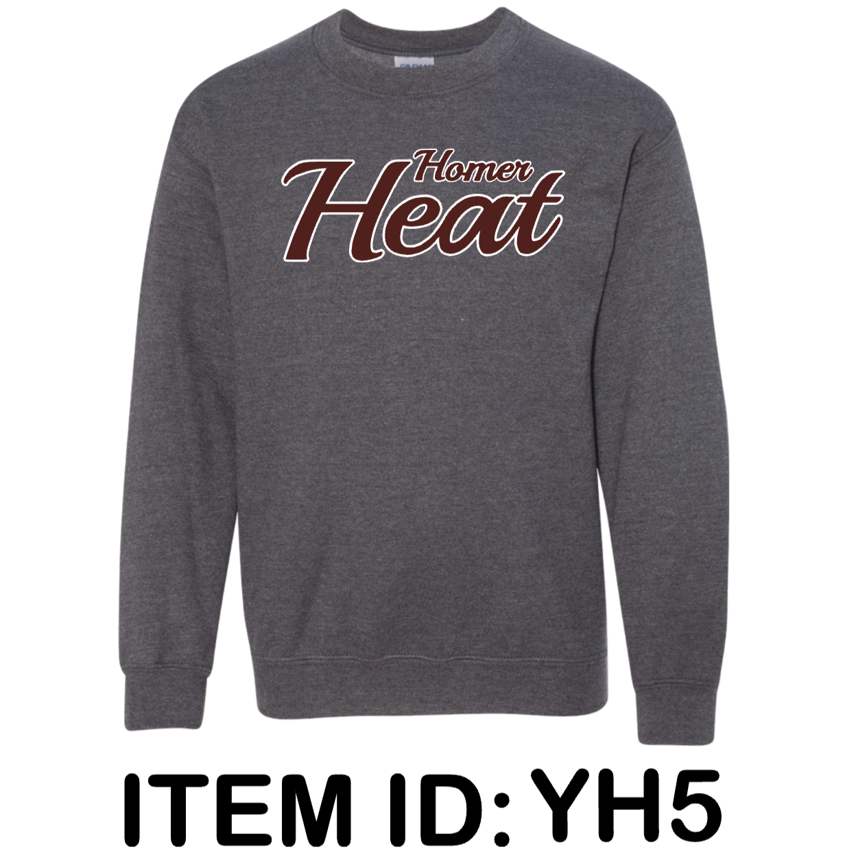 $36 Gildan - Youth Heavy Blend™ Crewneck Sweatshirt - 18000B Color Shown:  Dark Heather  
  Spec Sheet  📏