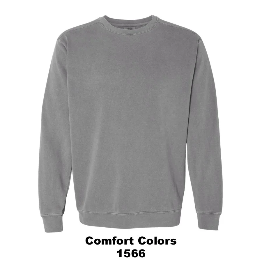 $44 Unisex Garment-Dyed Crewneck Sweatshirt Color Shown:  Grey 
  Spec Sheet  📏