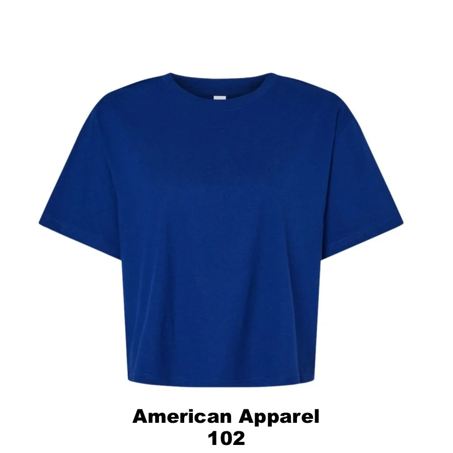 $21 Women's Fine Jersey Boxy Tee Color Shown:  Lapis 
  Spec Sheet  📏