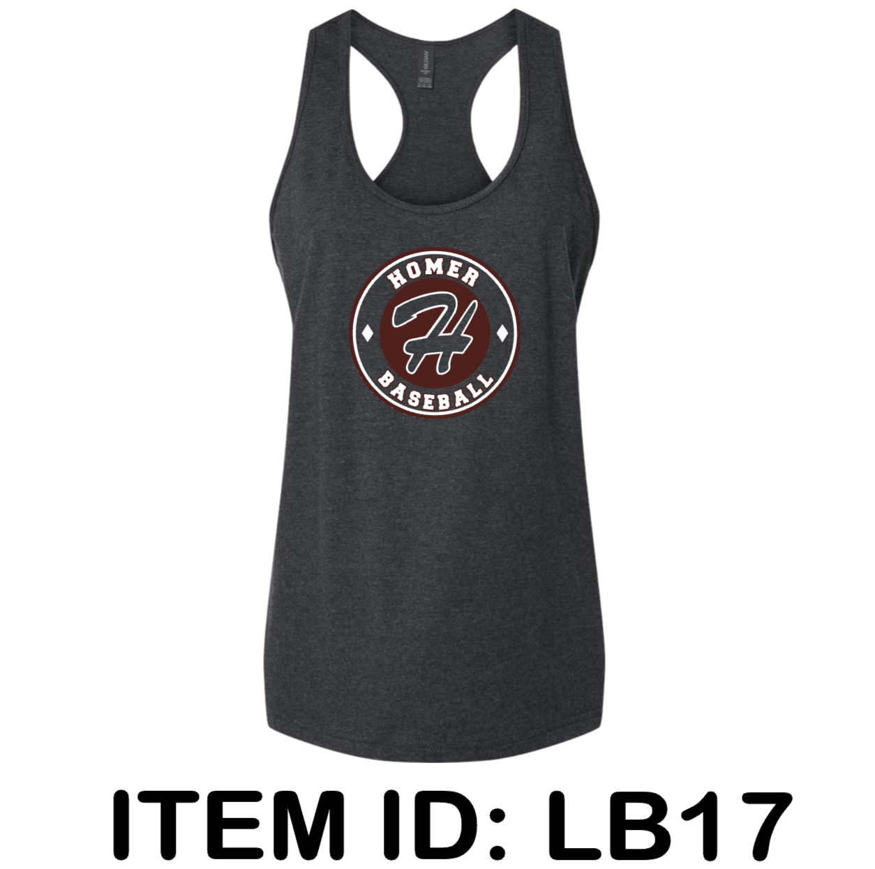 $22 Gildan - Women's Softstyle® CVC Racerback Tank Top - 64220LCVC Color Shown: Pitch Black Mist 
  Spec Sheet  📏