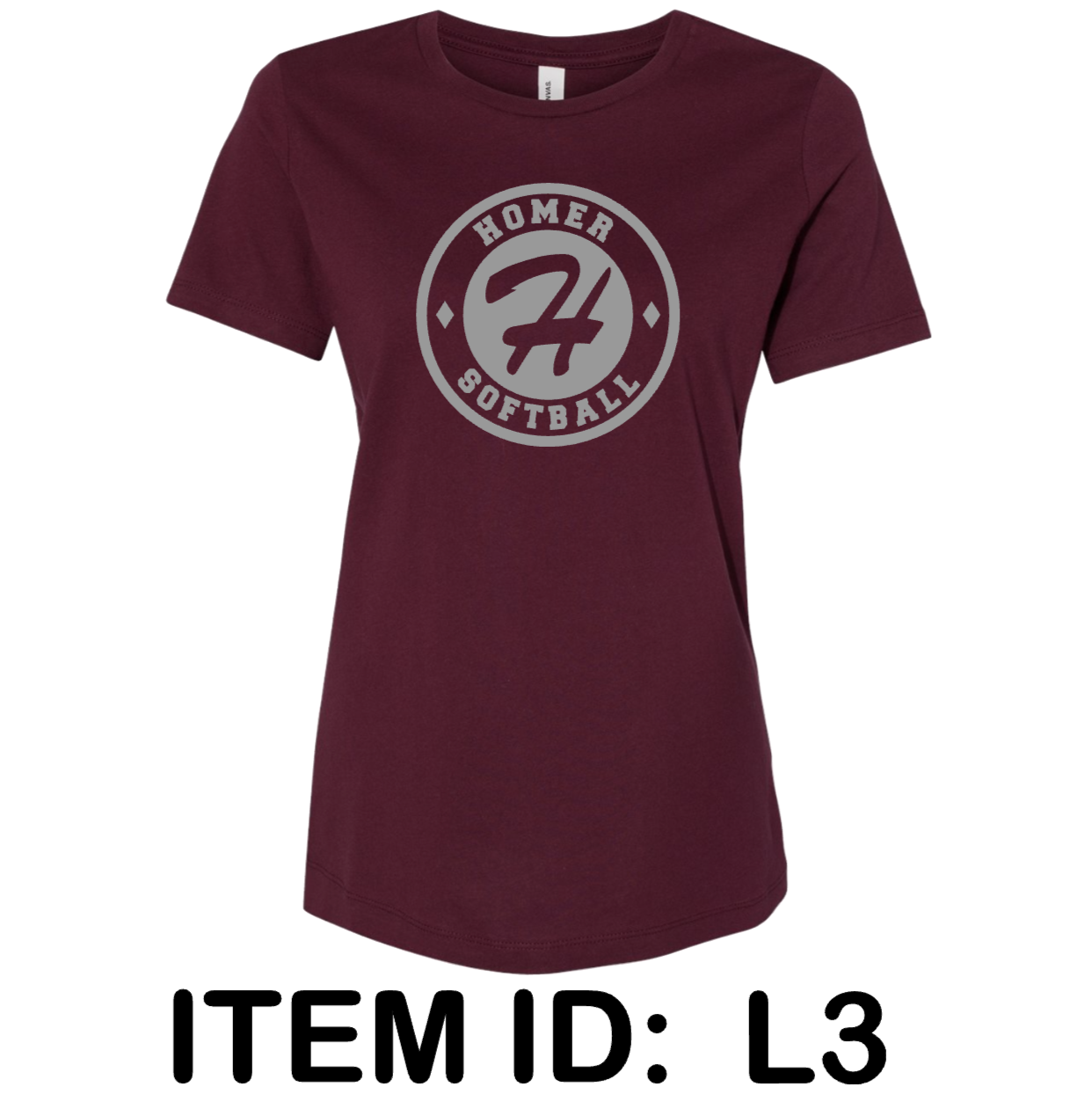 $22 Bella + Canvas - Women’s Relaxed Jersey Tee - 6400 Color Shown:  Maroon 
  Spec Sheet  📏