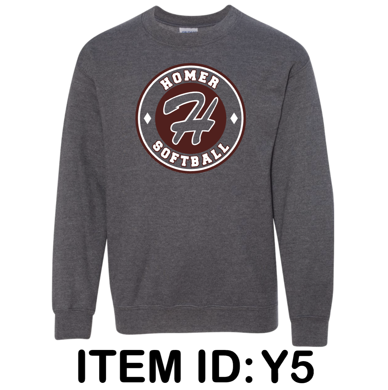 $36 Gildan - Youth Heavy Blend™ Crewneck Sweatshirt - 18000B Color Shown:  Dark Heather  
  Spec Sheet  📏