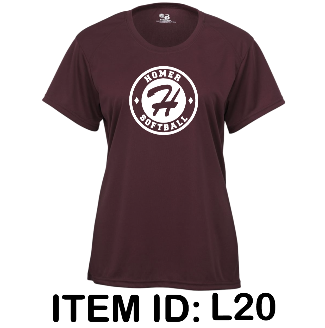 $26 Badger - Women’s B-Core Performance T-Shirt - 4160 Color Shown:  Maroon 
  Spec Sheet  📏