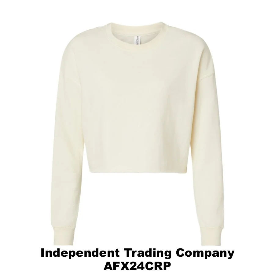 $35 Women's Lightweight Crop Crewneck Sweatshirt Color Shown:  Bone 
  Spec Sheet  📏