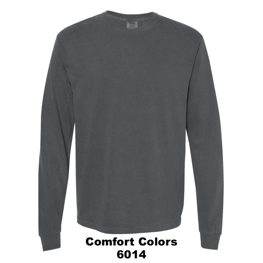 $30 Unisex Garment-Dyed Heavyweight Long Sleeve T-Shirt Color Shown: Pepper 
  Spec Sheet  📏