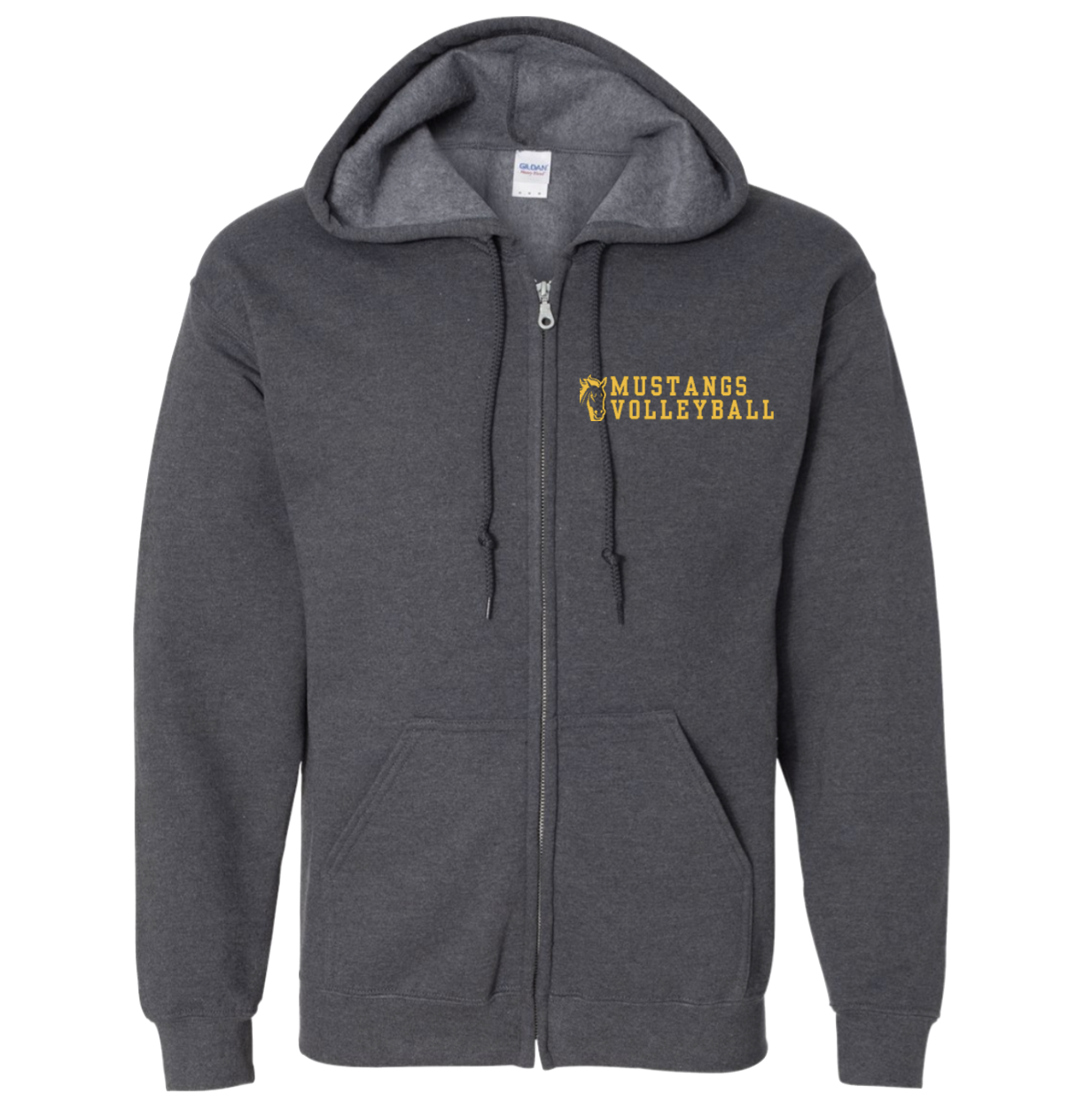    ITEM ID: U12   
   $46   
 
   
    Gildan - Unisex Heavy Blend™ Full-Zip Hooded Sweatshirt - 18600 
    Color Shown: Dark Heather 
      Spec Sheet  📏
   
 