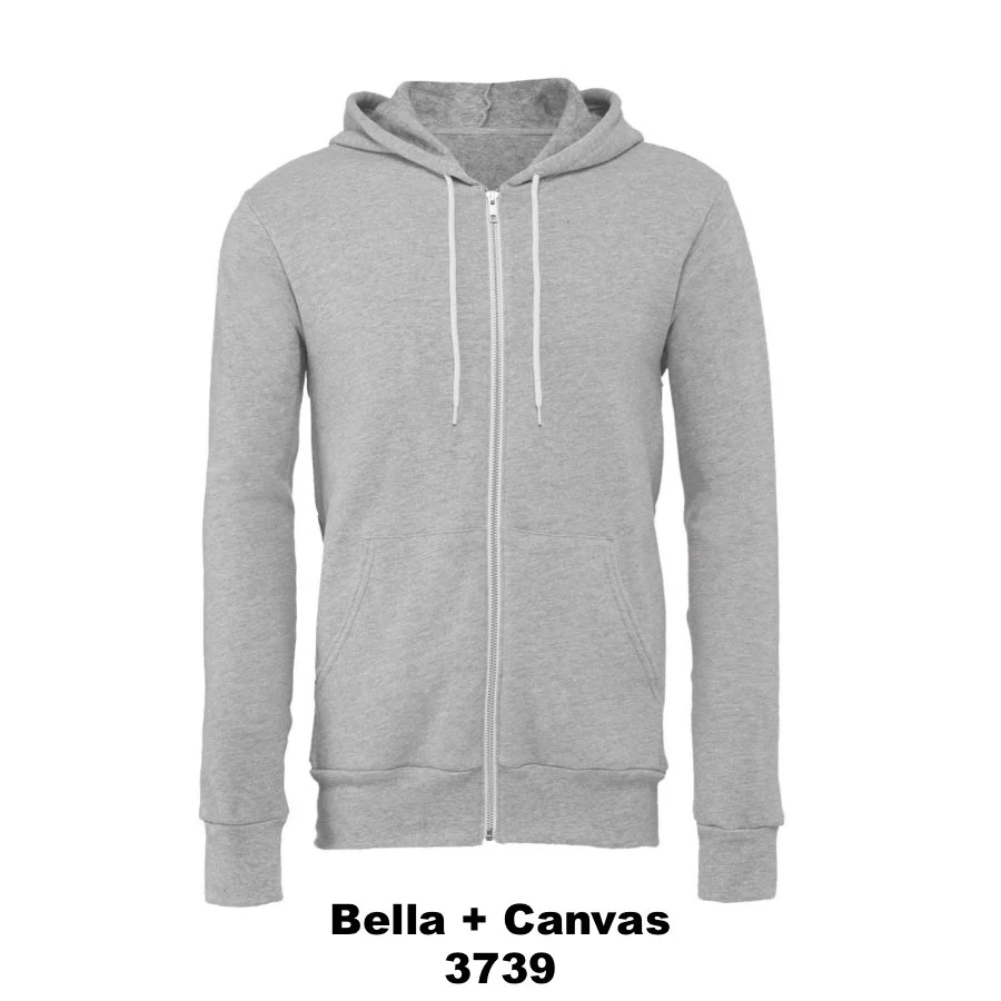 $42 Unisex Sponge Fleece Full-Zip Hoodie Sweatshirt Color Shown:  Athletic Heather 
  Spec Sheet  📏