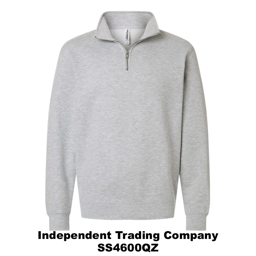 $42 Unisex Midweight Quarter-Zip Pullover Color Shown:  Grey Heather 
  Spec Sheet  📏