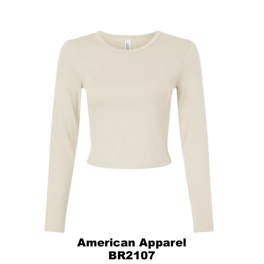 $25 Women's Baby Rib Long Sleeve Cropped Tee Color Shown:  Bone 
  Spec Sheet  📏