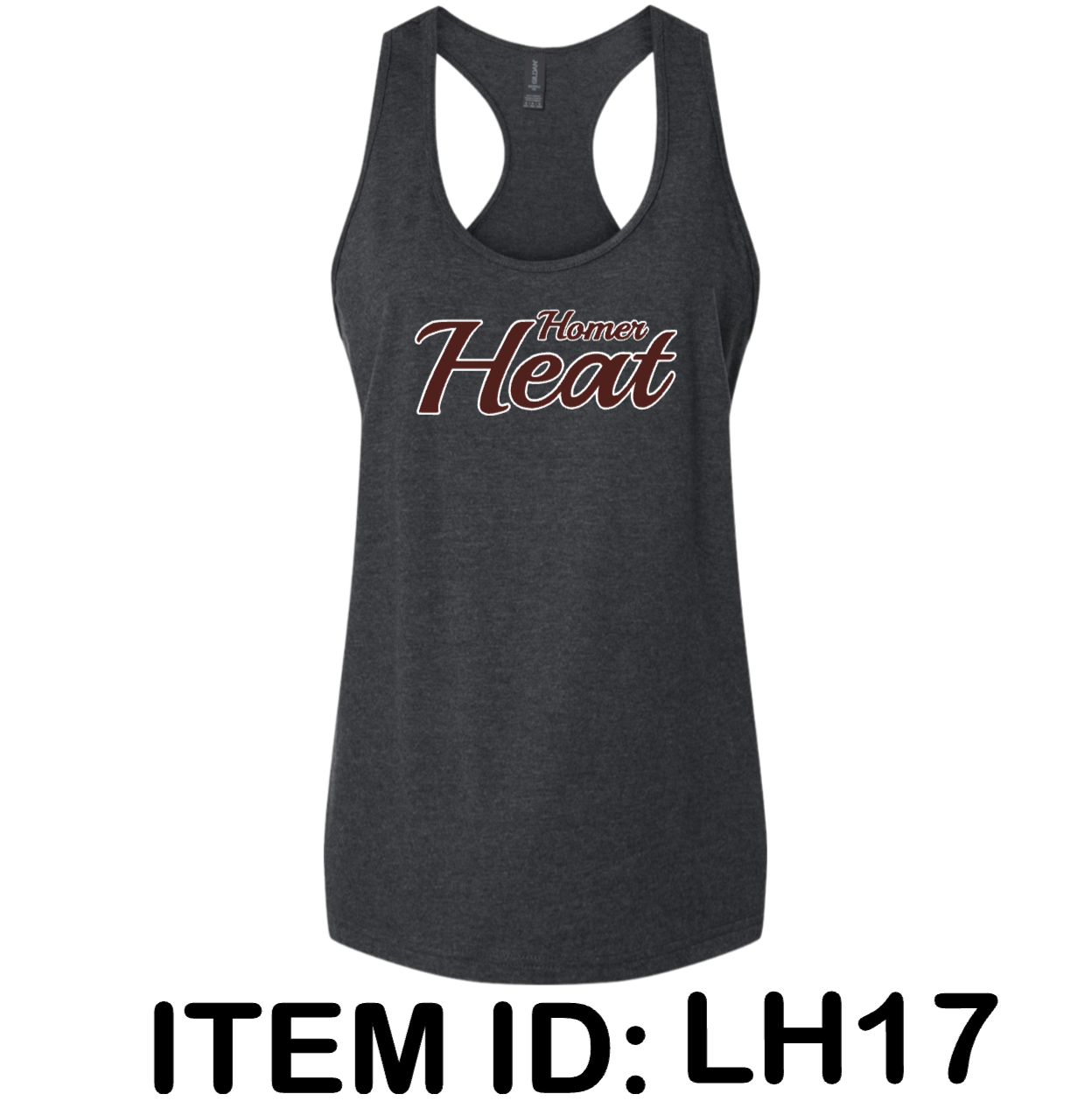 $22 Gildan - Women's Softstyle® CVC Racerback Tank Top - 64220LCVC Color Shown: Pitch Black Mist 
  Spec Sheet  📏