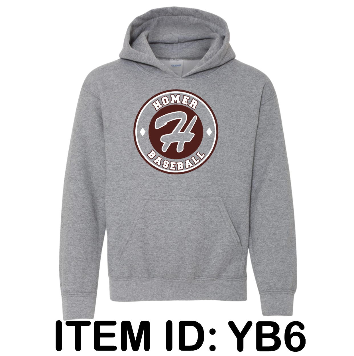 $38 Gildan - Youth Heavy Blend™ Hooded Sweatshirt - 18500B Color Shown:  Graphite Heather  
  Spec Sheet  📏