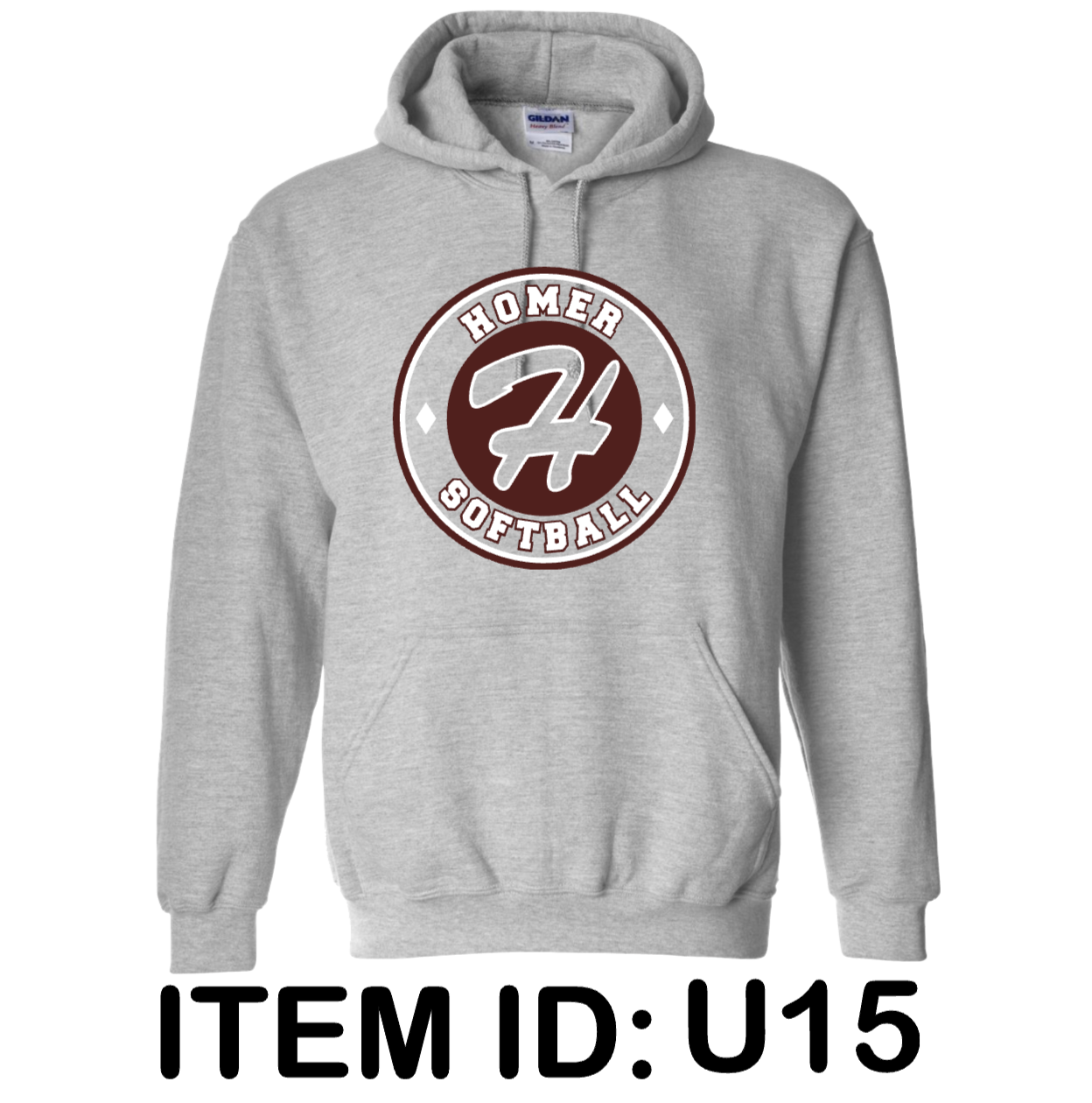 $39 Gildan - Unisex Heavy Blend™ Hooded Sweatshirt - 18500 Color Shown:  Sport Grey 
  Spec Sheet  📏