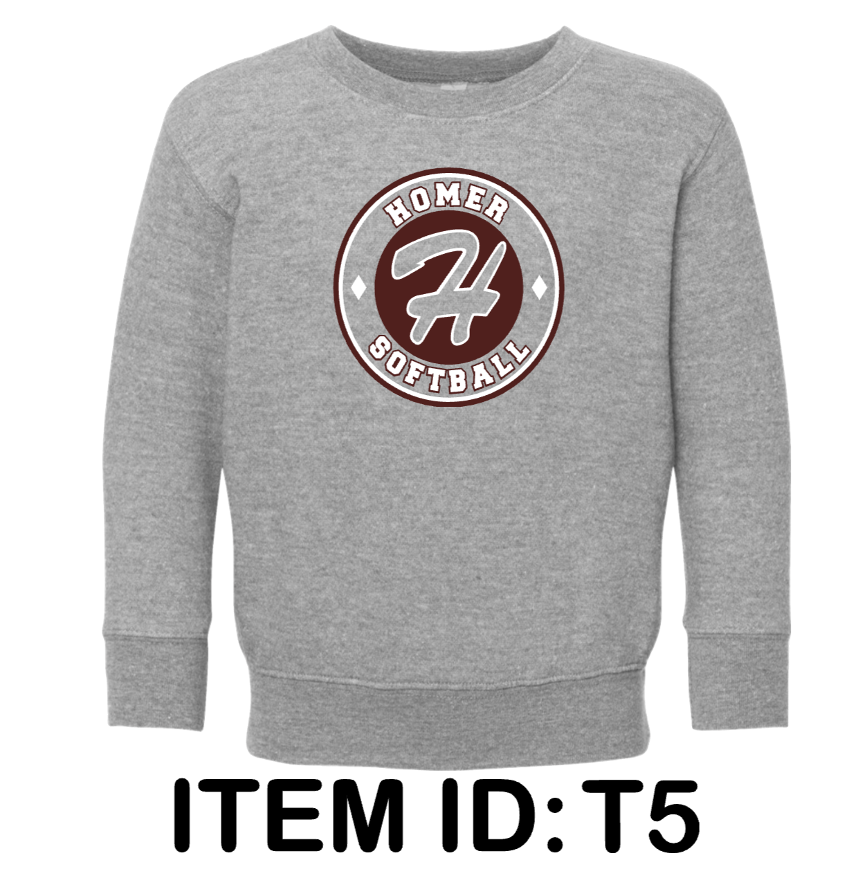 $19 Rabbit Skins - Toddler Fleece Crewneck Sweatshirt - 3317 Color Shown:  Heather Grey 
  Spec Sheet  📏