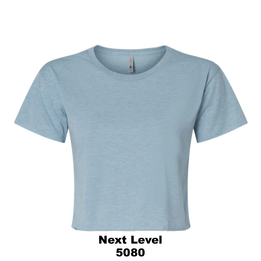 $21 Women's Festival Crop Top Color Shown:  Stonewash Denim 
  Spec Sheet  📏