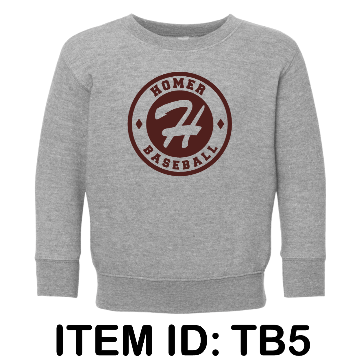 $19 Rabbit Skins - Toddler Fleece Crewneck Sweatshirt - 3317 Color Shown:  Heather Grey 
  Spec Sheet  📏