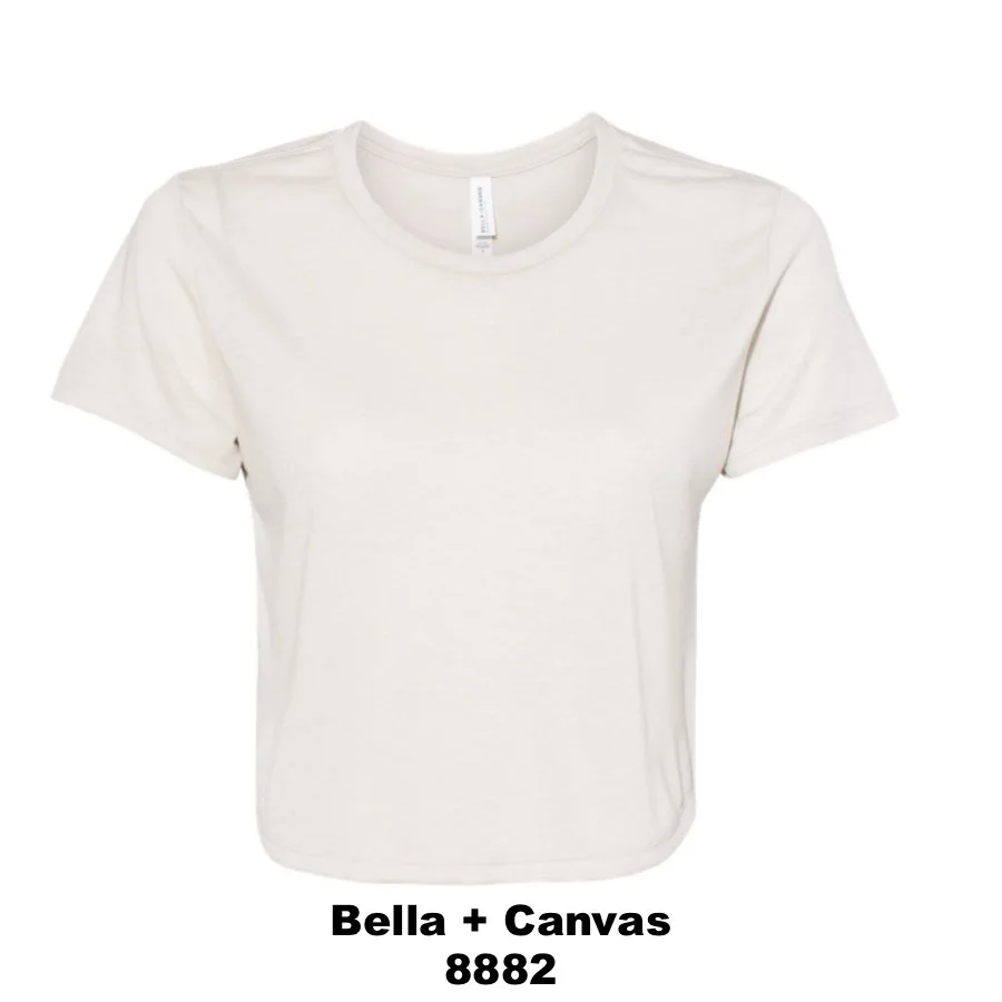 $23 Women’s Flowy Crop Tee Color Shown: Heather Dust 
  Spec Sheet  📏