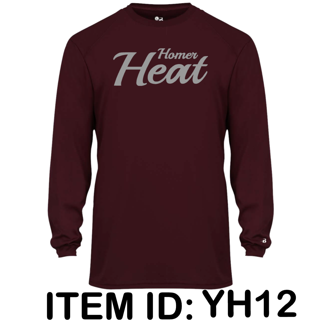 $28 Badger - Youth B-Core Performance Long Sleeve T-Shirt - 2104 Color Shown:  Maroon 
  Spec Sheet  📏