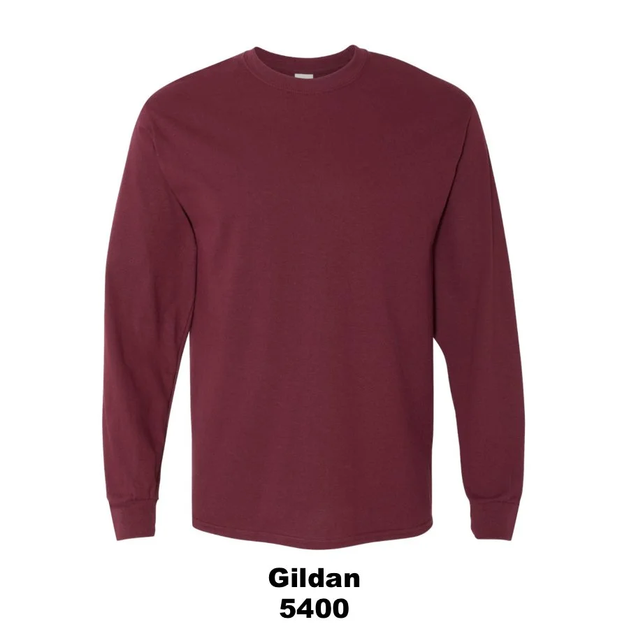 $22 Unisex Heavy Cotton™ Long Sleeve T-Shirt Color Shown:  Maroon 
  Spec Sheet  📏