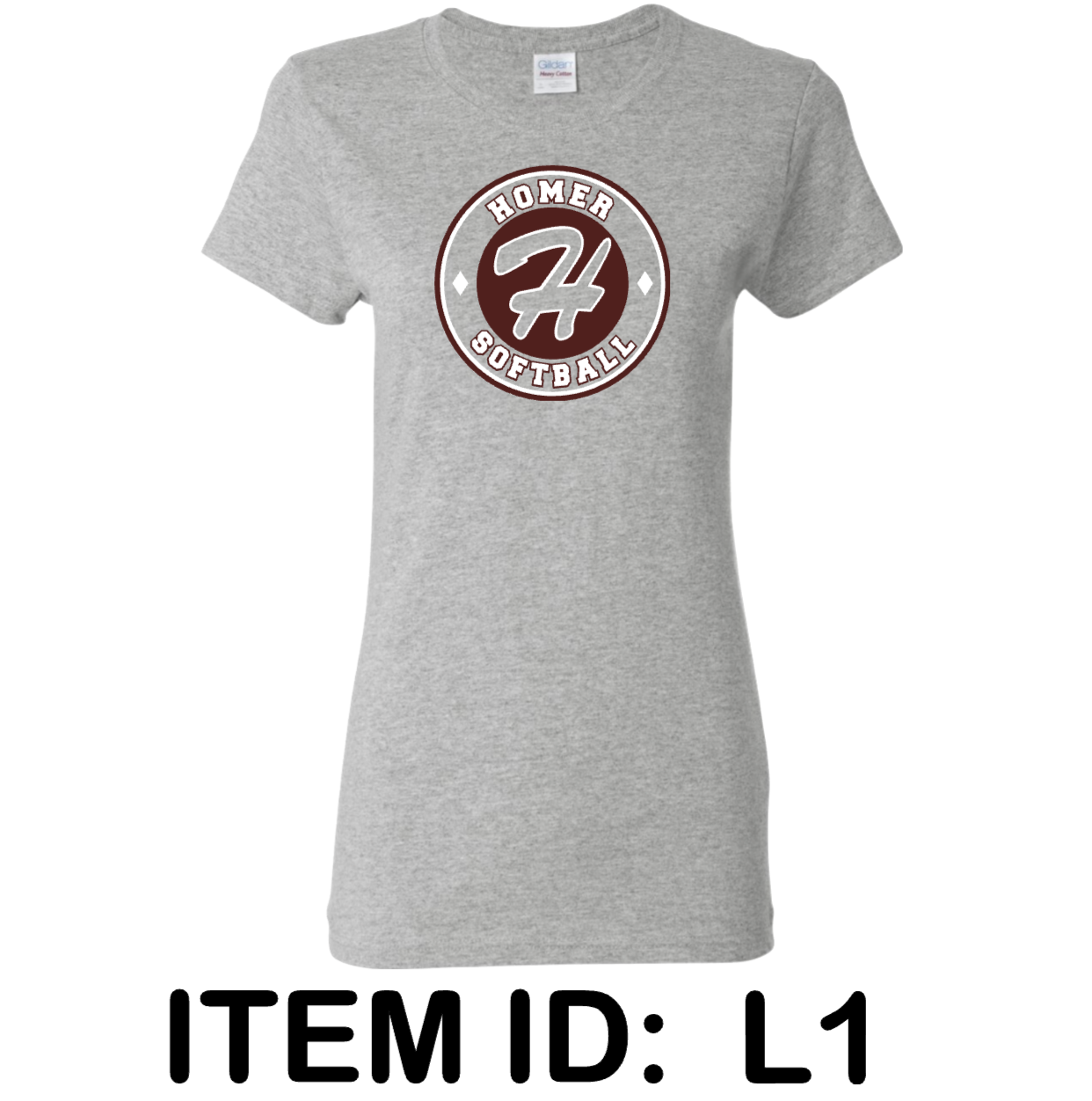 $18 Gildan - Women's Heavy Cotton™ T-Shirt - 5000L Color Shown:  Sport Grey 
  Spec Sheet  📏