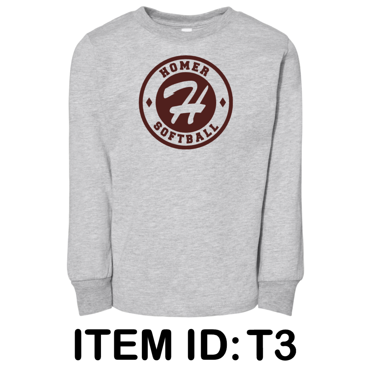 $17 Bella + Canvas - Toddler Jersey Long Sleeve Tee - 3501T Color Shown:  Athletic Heather 
  Spec Sheet  📏