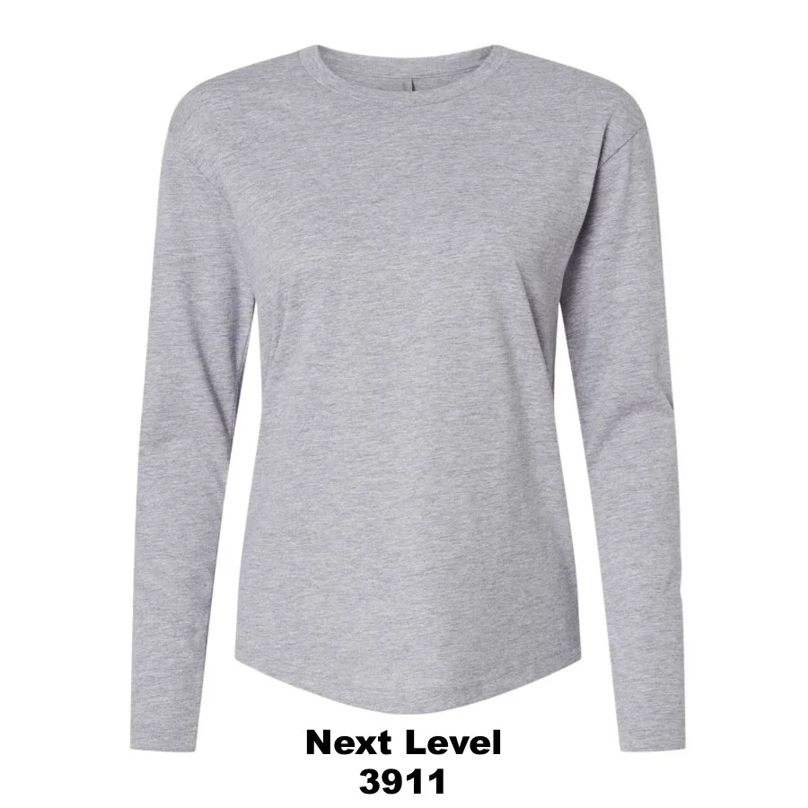 $23 Women's Cotton Relaxed Long Sleeve T-Shirt Color Shown:  Heather Grey 
  Spec Sheet  📏