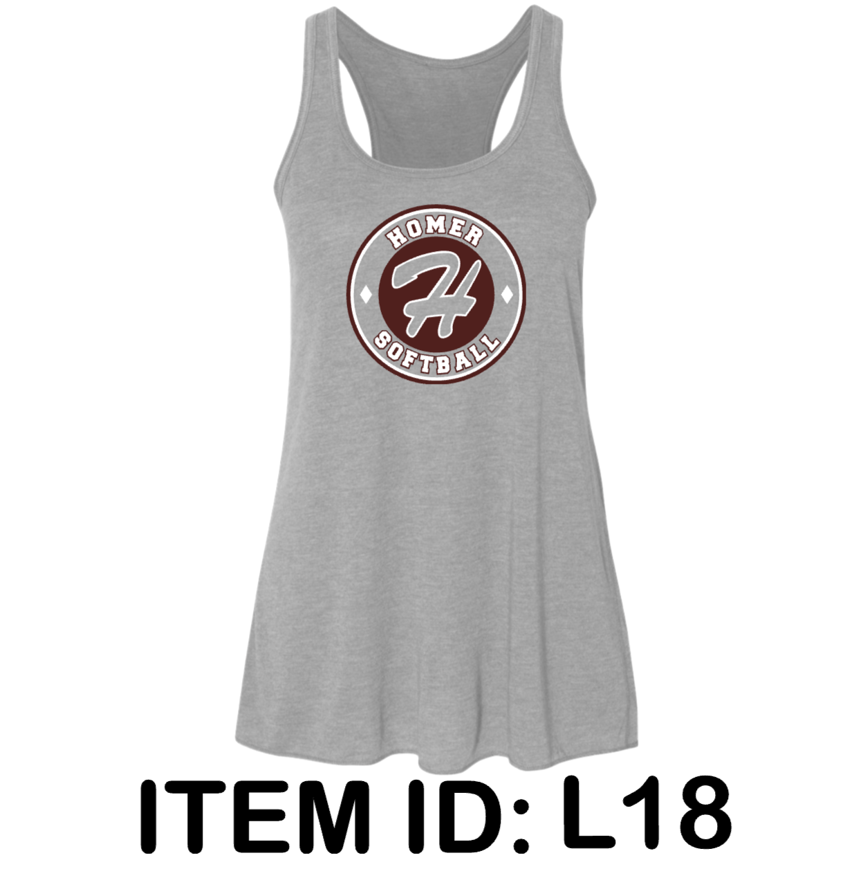 $23 Bella + Canvas - Women's Flowy Racerback Tank - 8800 Color Shown:  Athletic Heather 
  Spec Sheet  📏