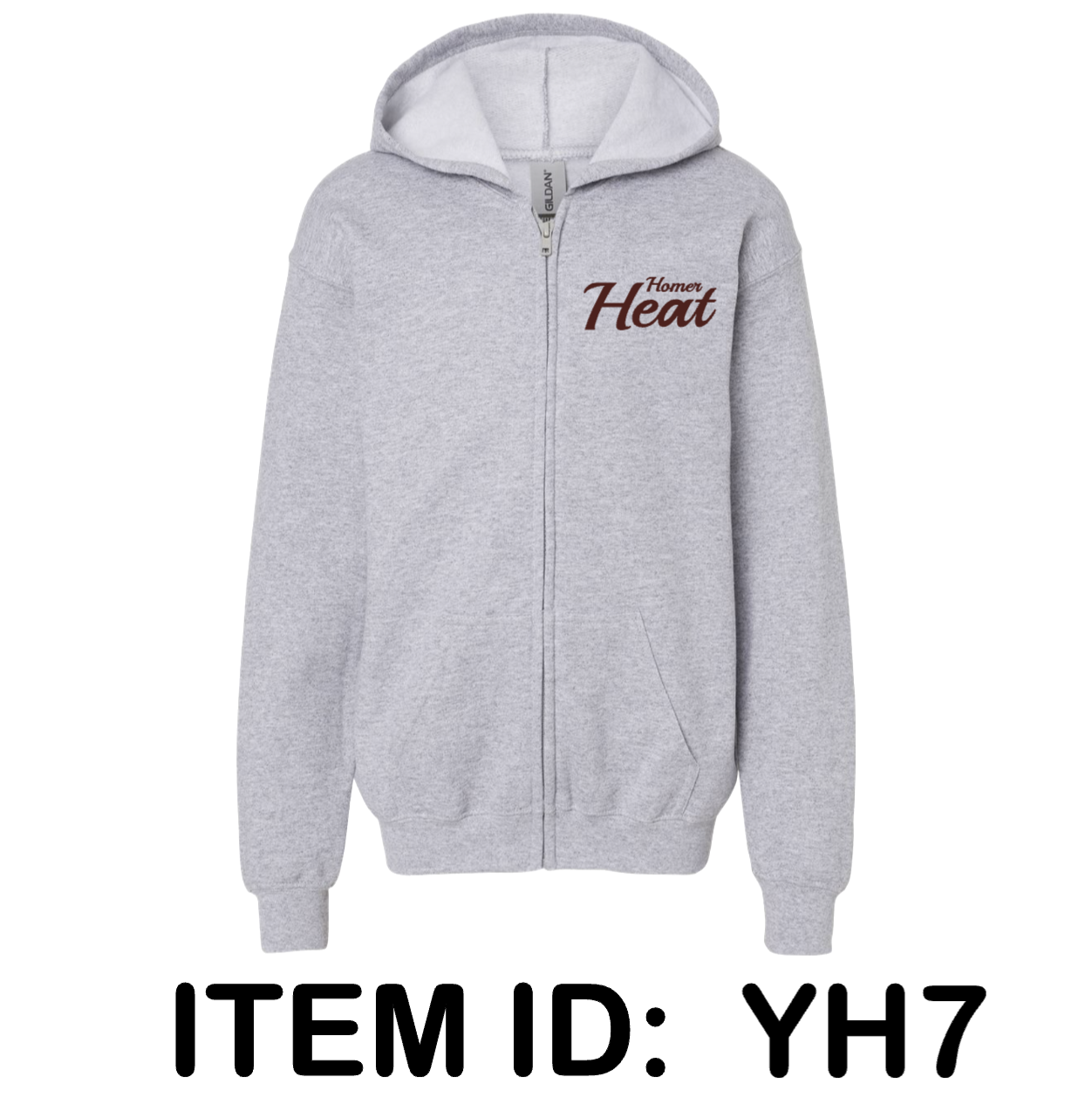 $45 Gildan - Youth Heavy Blend™ Full-Zip Hooded Sweatshirt - 18600B Color Shown:  Sport Grey 
  Spec Sheet  📏