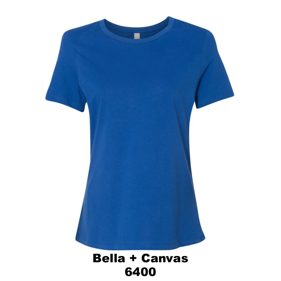 $22 Women’s Relaxed Jersey Tee🌟 Color Shown:  True Royal 
  Spec Sheet  📏