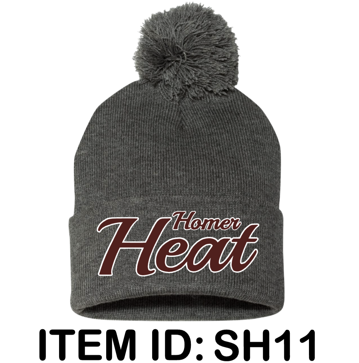 $20 Sportsman - 12" Pom-Pom Cuffed Beanie - SP15 Color Shown:  Dark Heather Grey 
  Spec Sheet  📏