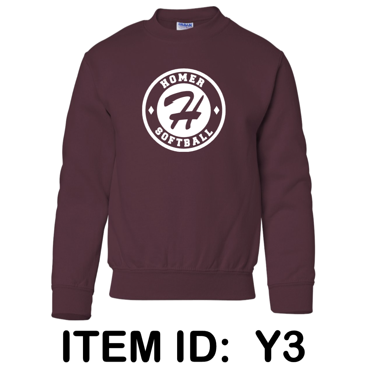 $36 Gildan - Youth Heavy Blend™ Crewneck Sweatshirt - 18000B Color Shown:  Maroon  
  Spec Sheet  📏