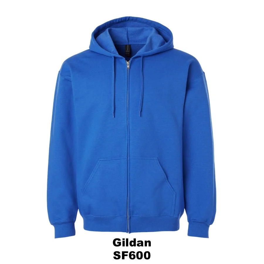 $38 Unisex Softstyle® Full-Zip Hooded Sweatshirt🌟 Color Shown: Royal 
  Spec Sheet  📏