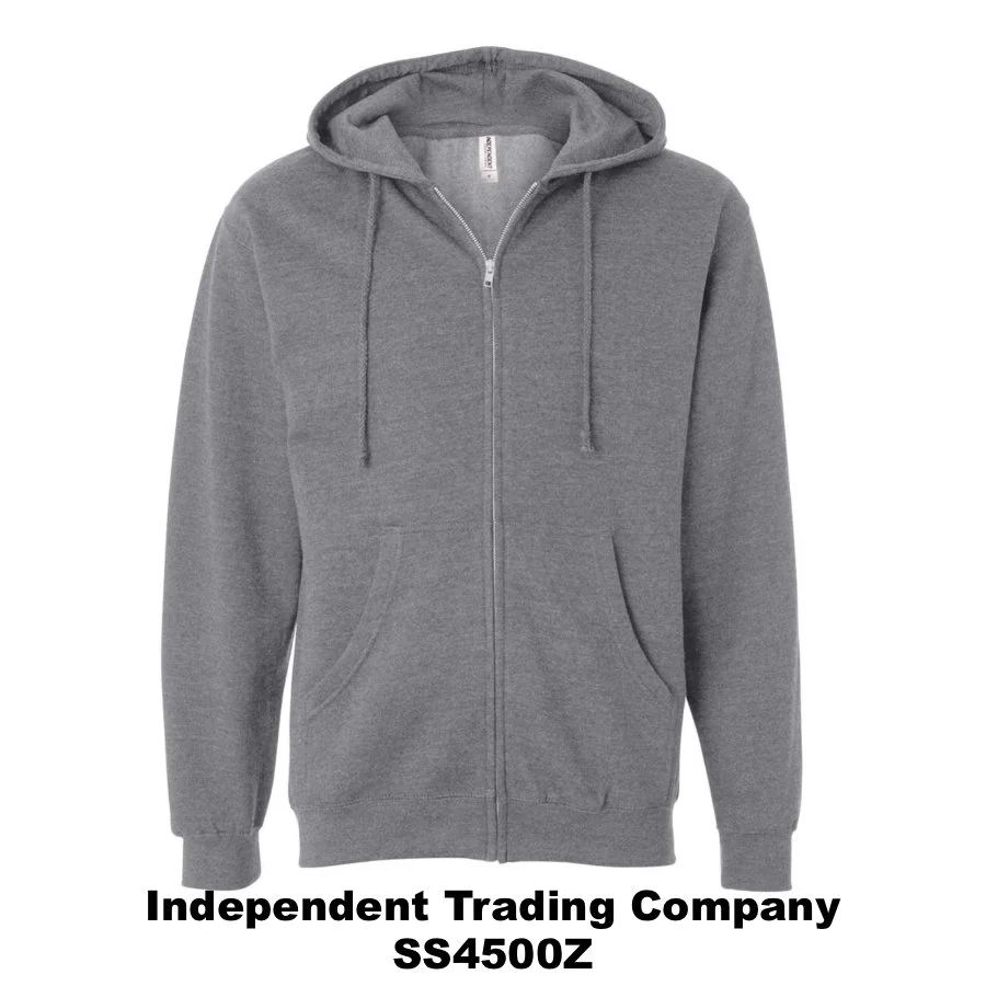 $42 Unisex Midweight Full-Zip Hooded Sweatshirt Color Shown: Gunmetal Heather 
  Spec Sheet  📏