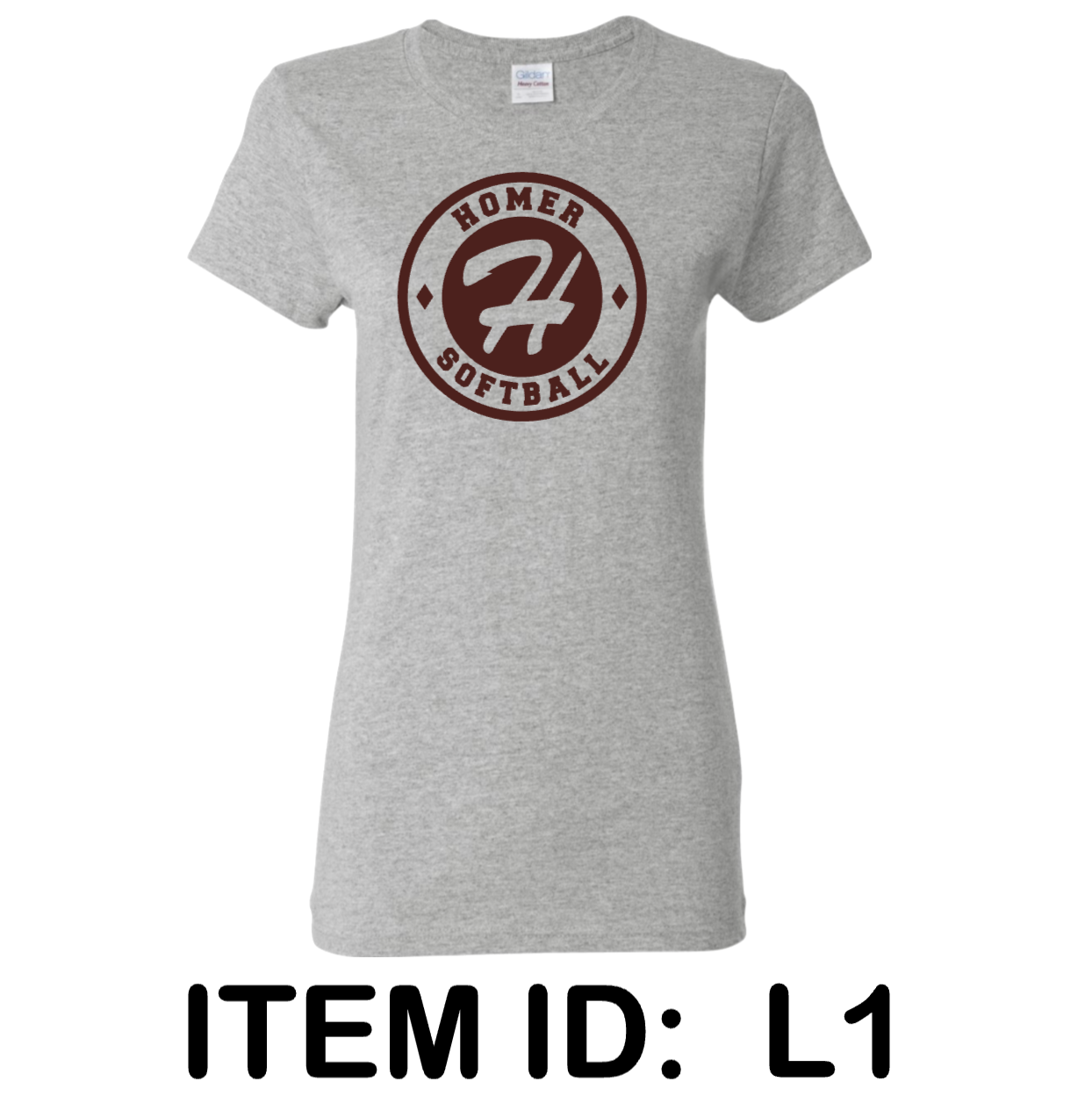$18 Gildan - Women's Heavy Cotton™ T-Shirt - 5000L Color Shown:  Sport Grey 
  Spec Sheet  📏