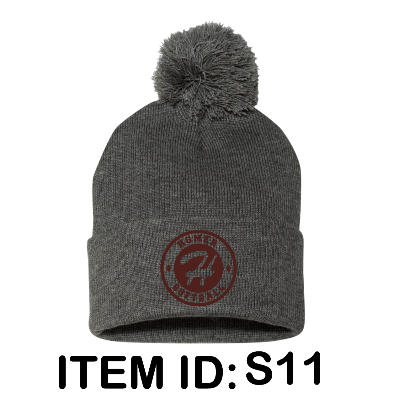 $20 Sportsman - 12" Pom-Pom Cuffed Beanie - SP15 Color Shown:  Dark Heather Grey 
  Spec Sheet  📏