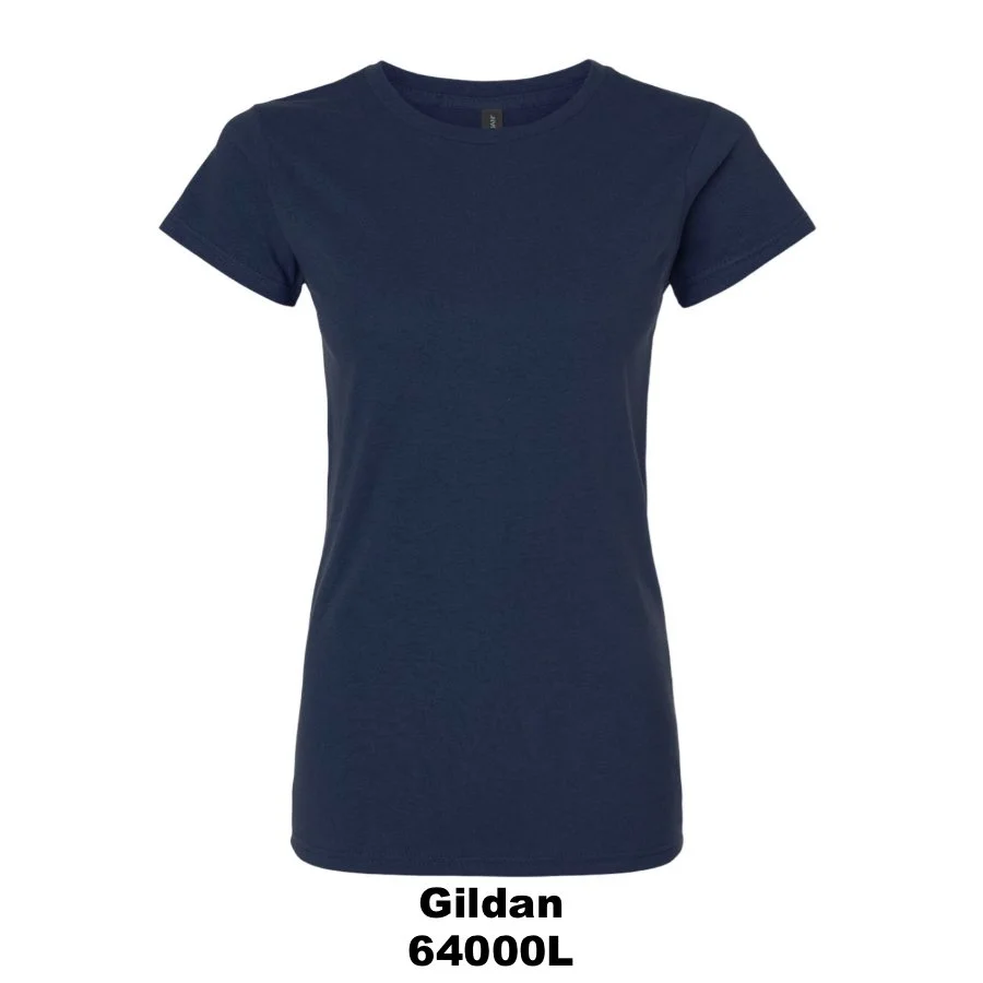 $20 Gildan Women's Softstyle® T-Shirt🌟 Color Shown:  Navy 
  Spec Sheet  📏