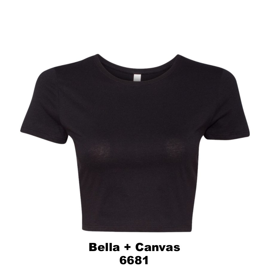 $22 Women’s Crop Tee Color Shown:  Black 
  Spec Sheet  📏