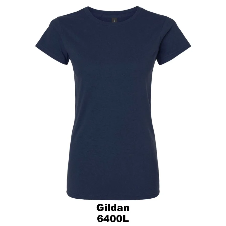 $20 Women's Softstyle® T-Shirt Color Shown:  Navy 
  Spec Sheet  📏