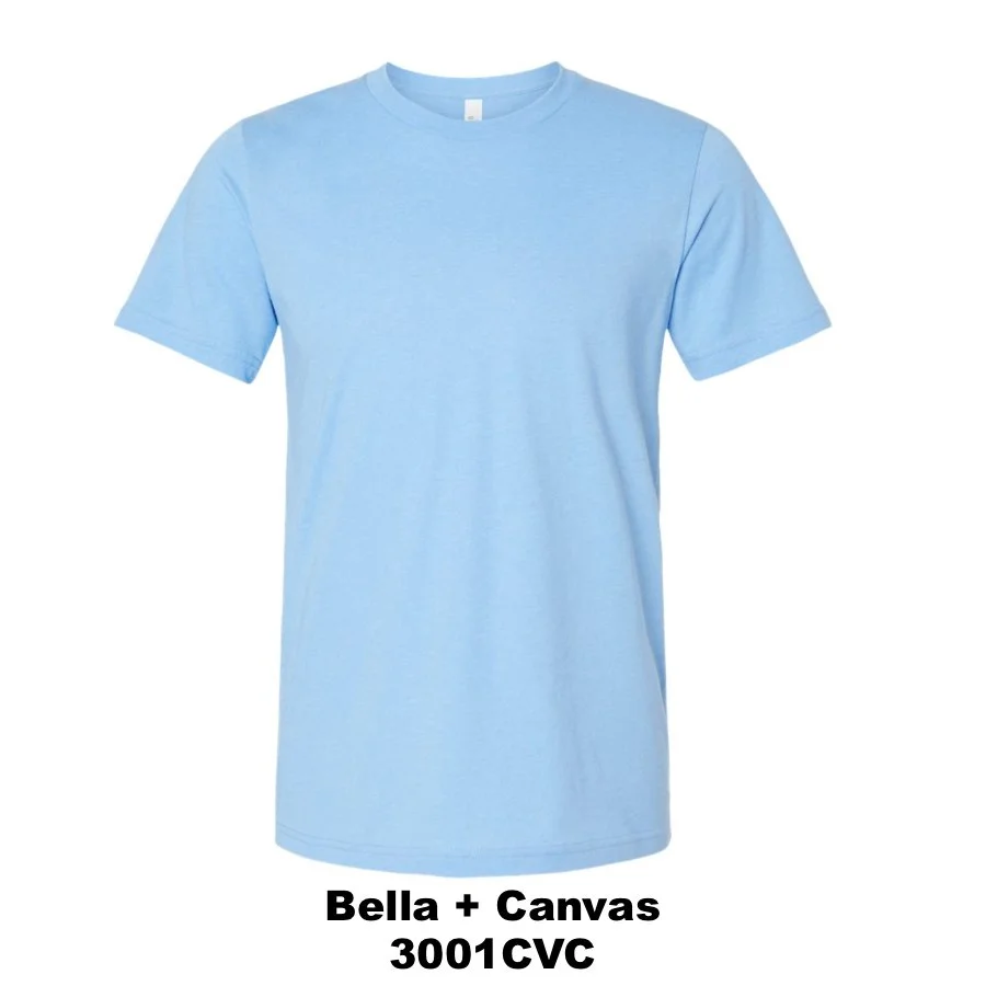 $20 CVC Jersey Tee🌟 Color Shown:  Heather Carolina Blue 
  Spec Sheet  📏