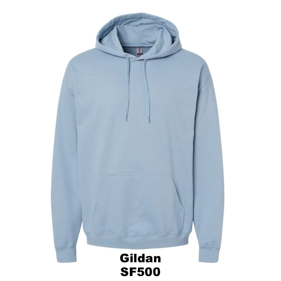 $40 Unisex Softstyle® Midweight Hooded Sweatshirt🌟 Color Shown:  Stone Blue 
  Spec Sheet  📏